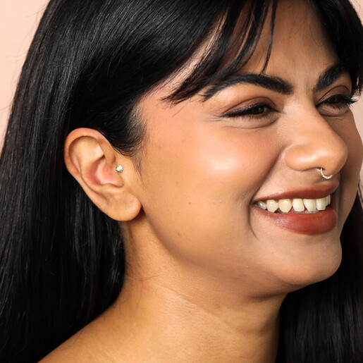 Sterling Silver Blue Sun Piercing Earring