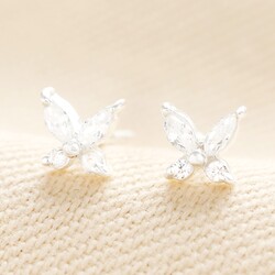 Sterling Silver Crystal Butterfly Stud Earrings