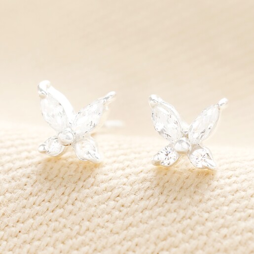 Sterling Silver Crystal Butterfly Stud Earrings Sterling Silver Crystal Butterfly Stud Earrings