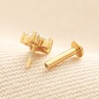 Sterling Silver Crystal Flower Piercing Earring in Gold