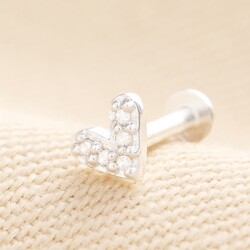 Sterling Silver Crystal Heart Piercing Earring