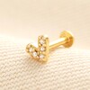 Sterling Silver Crystal Heart Piercing Earring in Gold