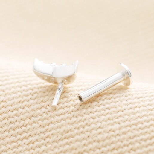 Sterling Silver Crystal Moon Piercing Earring Sterling Silver Crystal Moon Piercing Earring