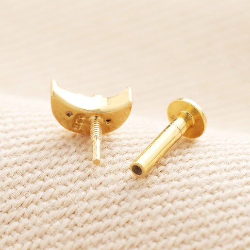 Sterling Silver Crystal Moon Piercing Earring in Gold Sterling Silver Crystal Moon Piercing Earring in Gold