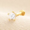 Sterling Silver Crystal Star Piercing Earring in Gold
