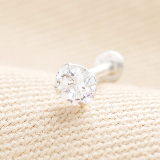 Sterling Silver Diamante Crystal Piercing Earring 