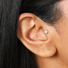 Sterling Silver Diamante Crystal Piercing Earring In Gold