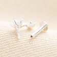 Sterling Silver Crystal Double Star Piercing Earring