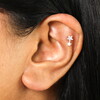 Sterling Silver Crystal Double Star Piercing Earring