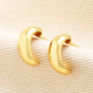 Sterling Silver Half Moon Hoop Earrings in Gold