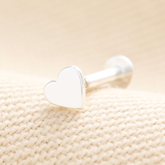 Sterling Silver Small Heart Piercing Earring