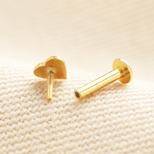 Sterling Silver Heart Piercing Earring in Gold