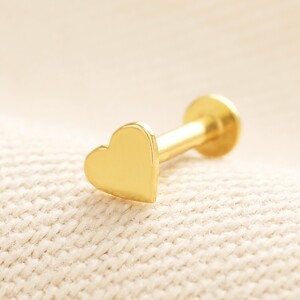Sterling Silver Heart Piercing Earring in Gold