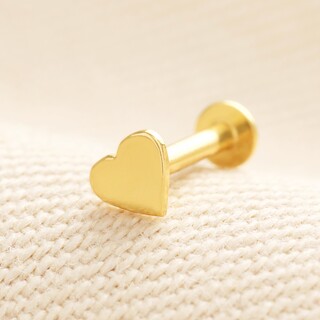 Sterling Silver Small Heart Piercing Earring in Gold