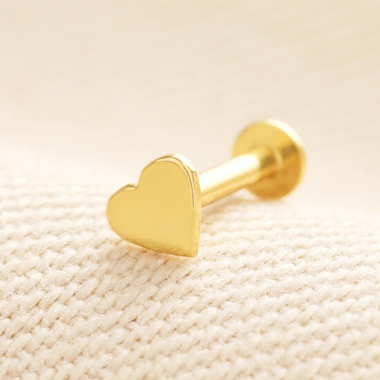 Sterling Silver Heart Piercing Earring in Gold