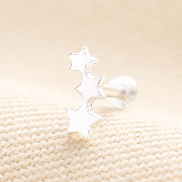 Sterling Silver Triple Star Piercing Earring Sterling Silver Triple Star Piercing Earring