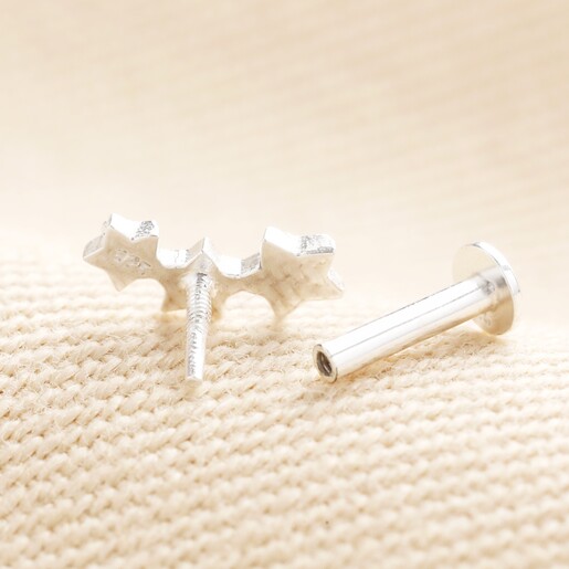 Sterling Silver Triple Star Piercing Earring