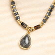 lack and Grey Beaded Pendant Necklace