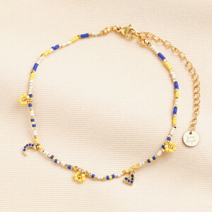 Blue and Yellow Drawstring Anklet