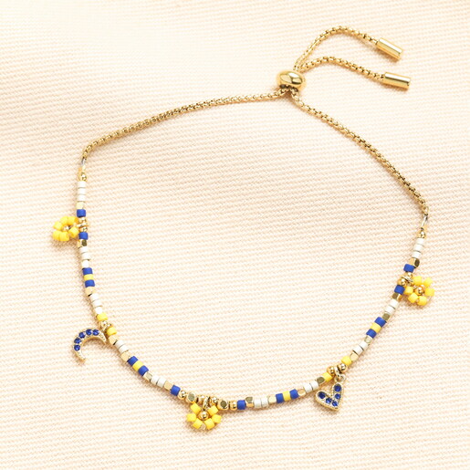 Blue and Yellow Drawstring Bracelet