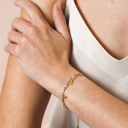 Blue and Yellow Drawstring Bracelet