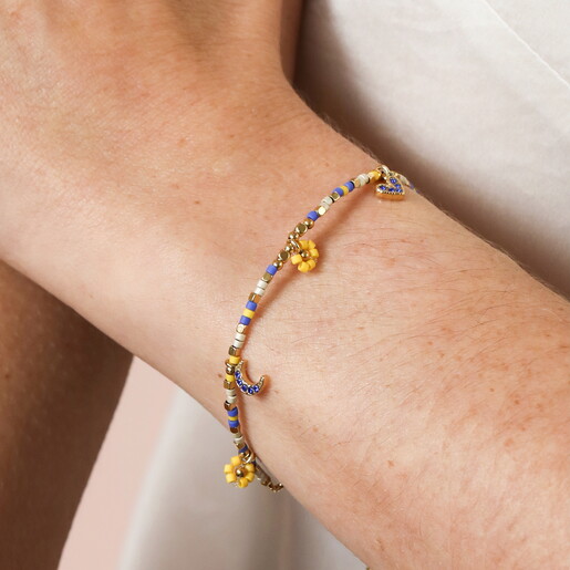 Blue and Yellow Drawstring Bracelet