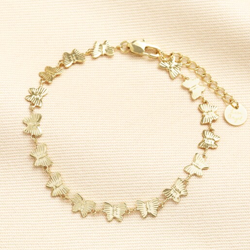 Stainless Steel Butterfly Chain Bracelet in Gold