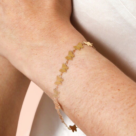 Stainless Steel Butterfly Chain Bracelet in Gold