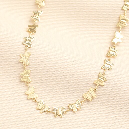 Stainless Steel Butterfly Chain Necklace in Gold