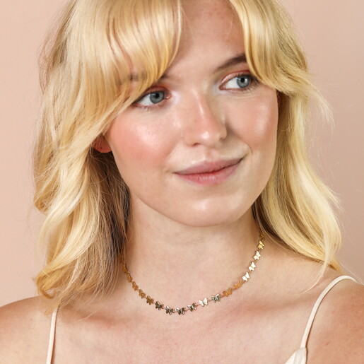 Stainless Steel Butterfly Chain Necklace in Gold