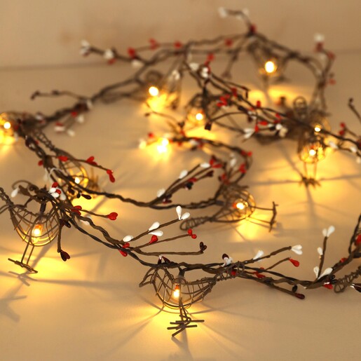 Battery Powered Christmas Robin Mistletoe String LightsBattery Powered Christmas Robin Mistletoe String Lights