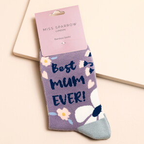 Miss Sparrow Lavender Best Mum Ever Socks	