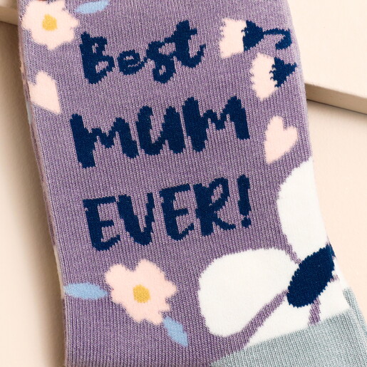 Miss Sparrow Best Mum Ever Socks in Lavender	