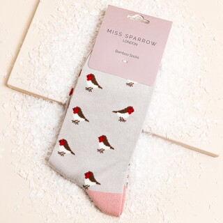 Miss Sparrow Little Robin Bamboo Socks in Silver