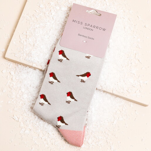 Miss Sparrow Little Robin Socks in Silver