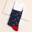 Mr Sparrow Navy Sausage Dog Santa Bamboo Socks