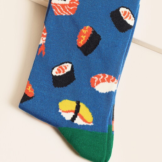 Mr Sparrow Bright Blue Sushi Bamboo Socks