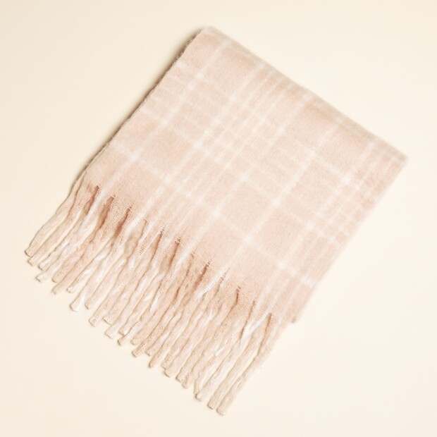 Beige Check Winter Scarf