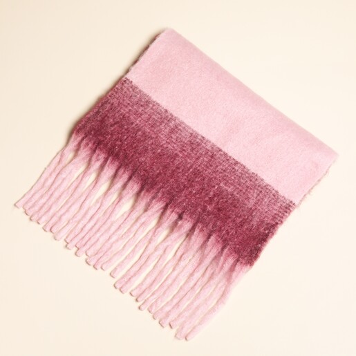 Burgundy and Pink Striped Winter Scarf
