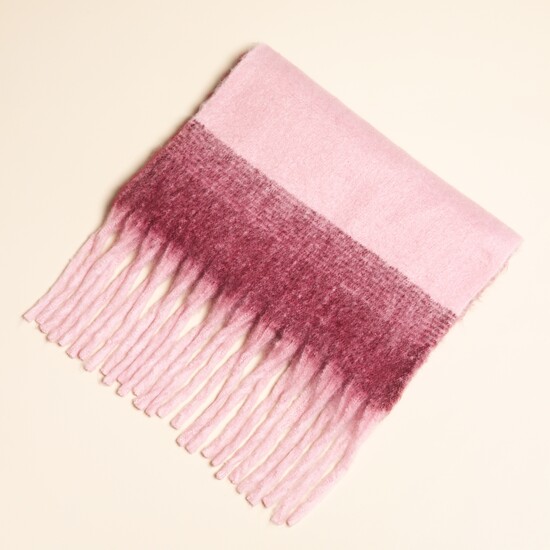 Burgundy and Pink Striped Winter Scarf