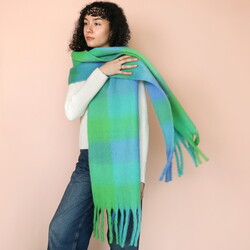 Green and Blue Check Winter Scarf