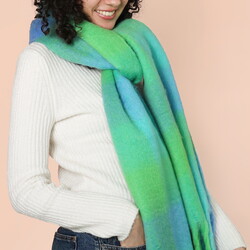 Green and Blue Check Winter Scarf