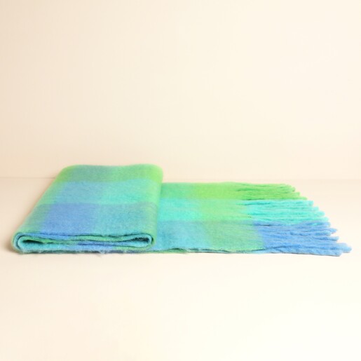 Green and Blue Check Winter Scarf
