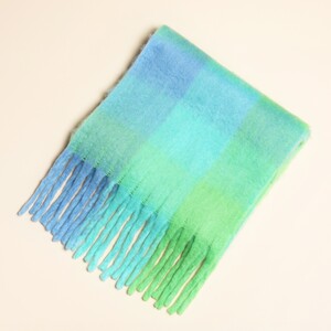 Green and Blue Check Winter Scarf