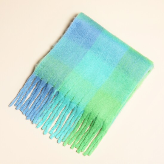 Green and Blue Check Winter Scarf