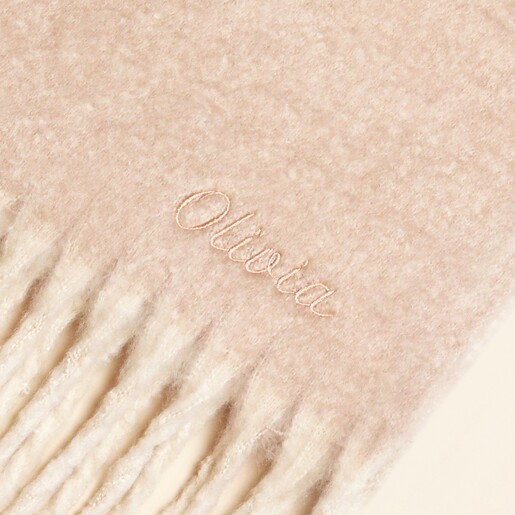 Close Up of Personalised Beige Winter Scarf
