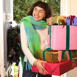 Personalised Green and Blue Check Winter Scarf