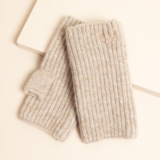 Personalised Initials Mocha Knitted Hand Warmers