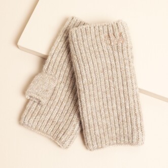 Personalised Initials Mocha Knitted Hand Warmers