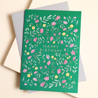 Ohh Deer Green Floral Greetings Card